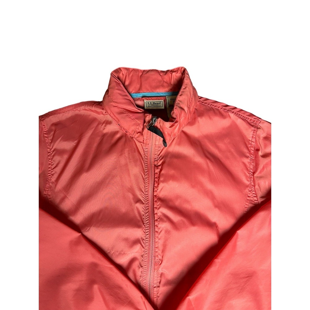 Vtg LL Bean Full‎ Zip Women XL Windbreaker Jacket Salmon Pink Hooded Coat 0BUX3 - Picture 2 of 15